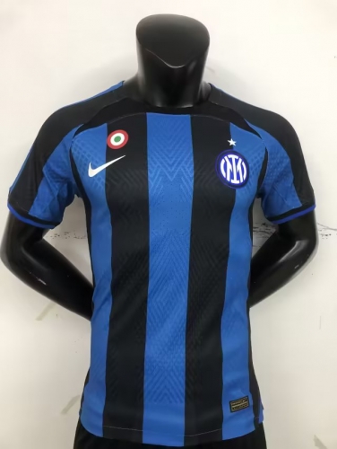 Player Version With Patch 2022/23 Inter Milan Home White & Black Thailand Soccer Jersey AAA-MY
