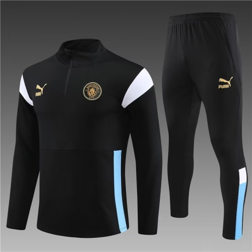2023/24 Manchester City Black Thailand Tracksuit Uniform-801
