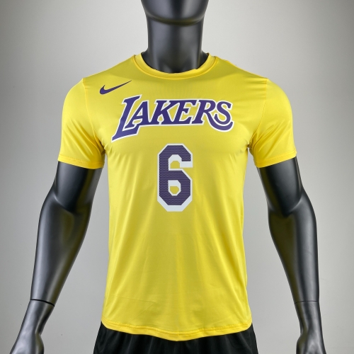 2022/23 NBA Los Angeles Lakers #6 Yellow Quick Dry Shirts-311