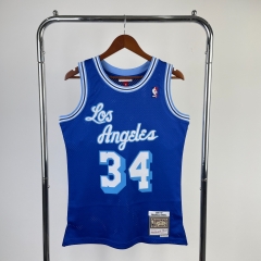 MN Hot Press Retro 1996-97 NBA Los Angeles Lakets Blue #34 Jersey-311