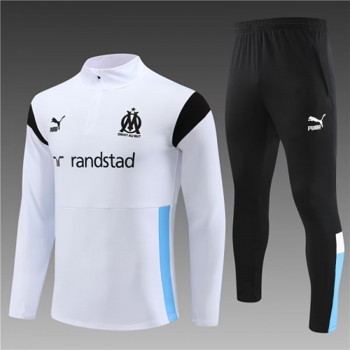 2023/24 Olympique Marseille White Thailand Soccer Tracksuit Uniform-801