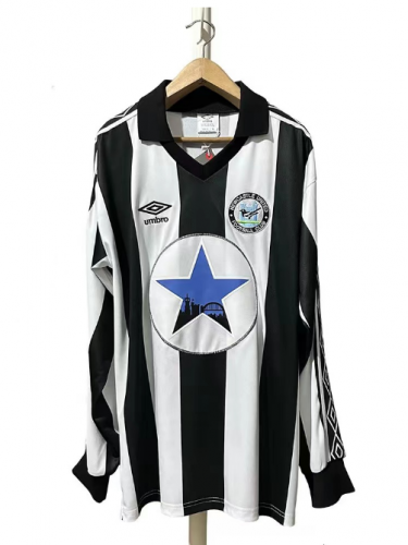 1980-82 Retro Version Newcastle United Home Black & White LS Thailand Soccer Jersey AAA-2011