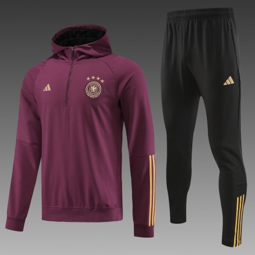 2023/24 Germany Maroon Thailand Soccer Tracksuit Uniform With Hat-PO