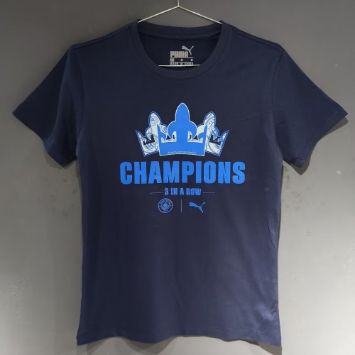 2023/24 Manchester City Dark Blue Cotton T-Shirts-308