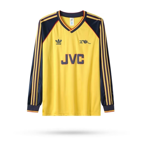 1989-91 Retro Version Arsenal Away Yellow LS Thailand Soccer Jersey AAA-2011