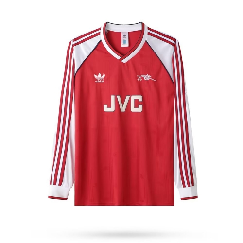 1989-91 Retro Version Arsenal Home Red LS Thailand Soccer Jersey AAA-2011