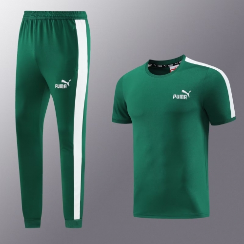 #PJ01 2023/24 Puma Green Shorts-Sleeve Tracksuit Uniform-LH