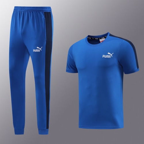 #PJ01 2023/24 Puma Cai Blue Shorts-Sleeve Tracksuit Uniform-LH