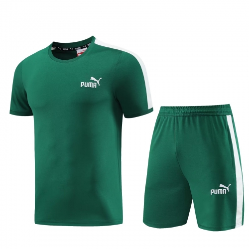 2023/24 Puma Green Shorts-Sleeve Tracksuit Uniform-LH