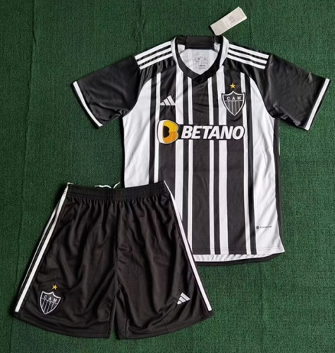 With Adv 2023/24 Atlético Mineiro Home Red & White Kids/Youth Soccer Uniform-522/SKE