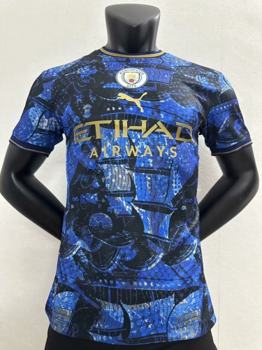 Player Version 2023/24 Manchester City Blue & Black Thailand soccer jersey AAA-16
