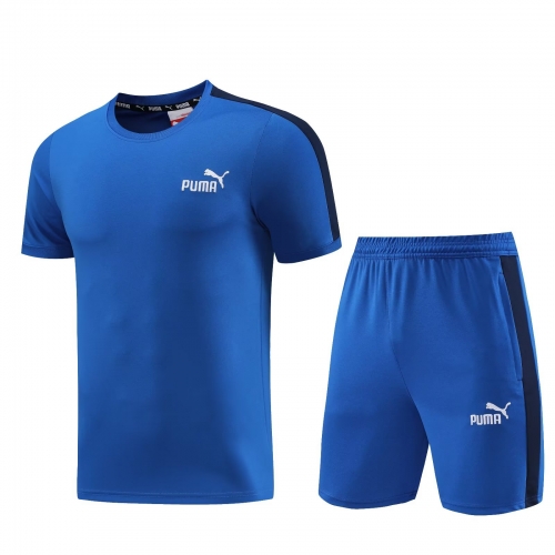 2023/24 Puma Cai Blue Shorts-Sleeve Tracksuit Uniform-LH