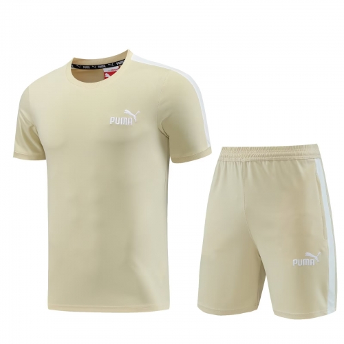 2023/24 Puma Light Yellow Shorts-Sleeve Tracksuit Uniform-LH