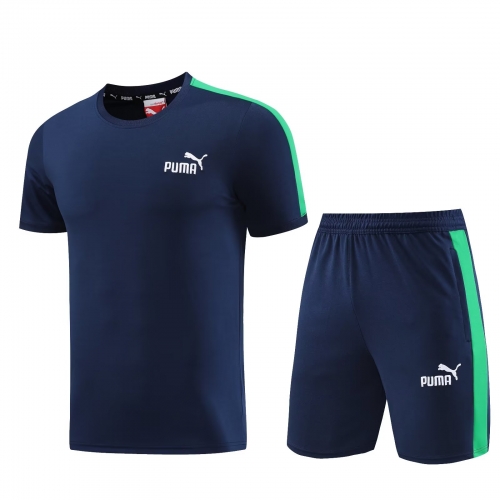 2023/24 Puma Royal Blue Shorts-Sleeve Tracksuit Uniform-LH