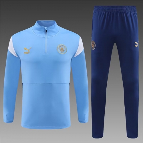 2023/24 Manchester City Light Blue Thailand Tracksuit Uniform-801