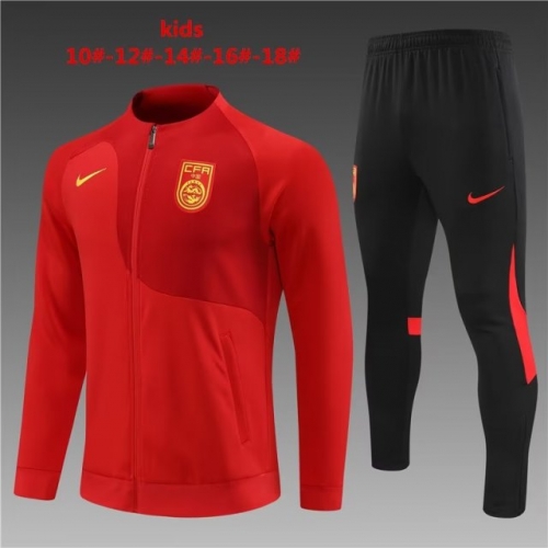 Kids 2023/24 China Red Thailand Soccer Jacket kids/Youth Uniform-801