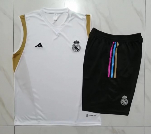 2023/24 Real Madrid White Shorts-Sleeve Thailand Tracksuit Vest Uniform-815