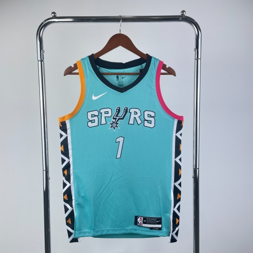2023 City Version NBA San Antonio Spurs Blue #1 Jersey-311