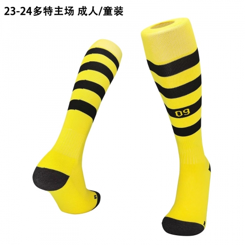 Kids/Adult 2023/24  Borussia Dortmund Home Yellow Thailand Soccer Sock