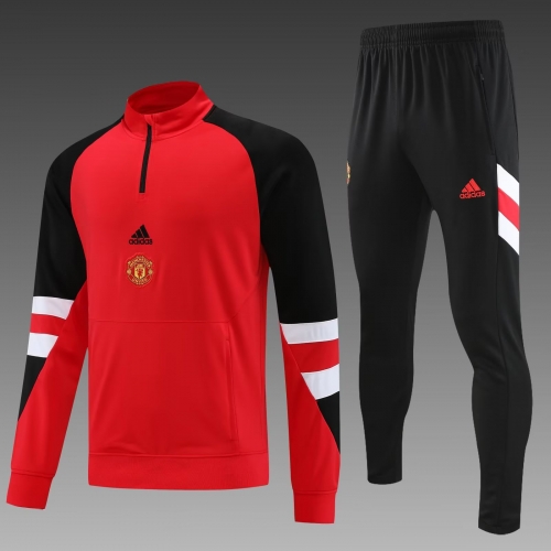 2023/24 Manchester United Red Thailand Soccer Tracksuit Uniform-PO
