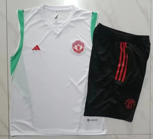 2023/24 Manchester United White Thailand Tracksuit Vest Uniform-815