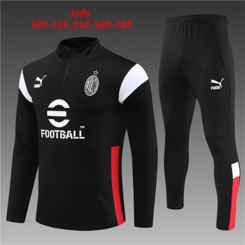 2023/24 AC Milan Black Kids/Youth Soccer Tracksuit Uniform-801
