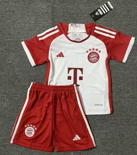 2023/24 Bayern München Home Red & White Youth/Kids Soccer Uniform-507/522/516