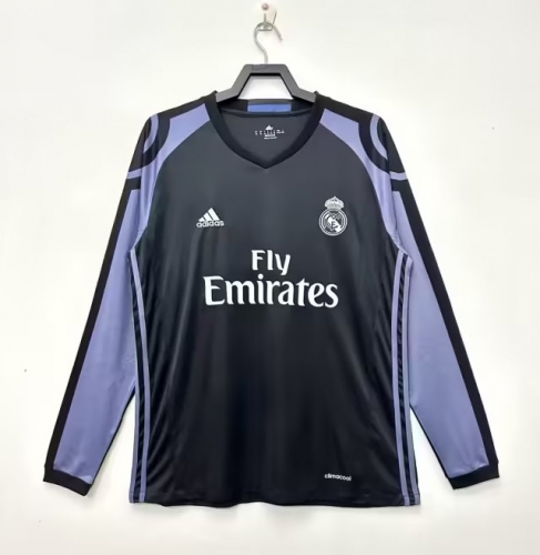 16-17 Retro Version Real Madrid 2nd Away Black LS Thailand Soccer Jersey AAA-301/811/601