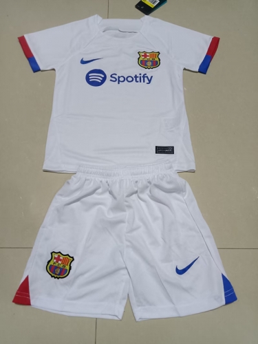 Kids 2023/24 Barcelona Away White Kids/Youth Soccer Uniform-SL/507