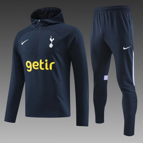 2023/24 Tottenham Hotspur Royal Blue Thailand Soccer Tracksuit Uniform With Hat-PO