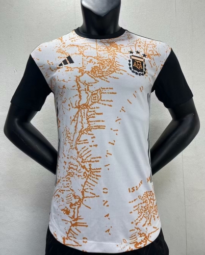 Player Version 2023/24 Argentina White & Orange Thailand Soccer Jersey-16