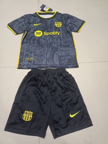 Kids 2023/24 Barcelona Black Kids/Youth Soccer Uniform-507