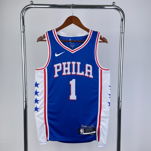 2023 Season NBA Philadelphia 76ers Blue V collar #1 Jersey-311