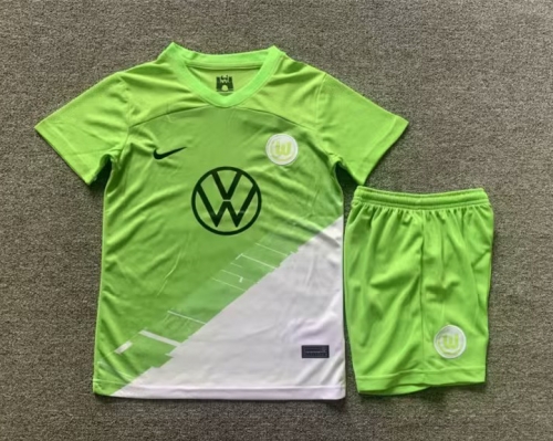 2023/24 VfL Wolfsburg Home Green kIds/Youth Soccer Uniform-GT