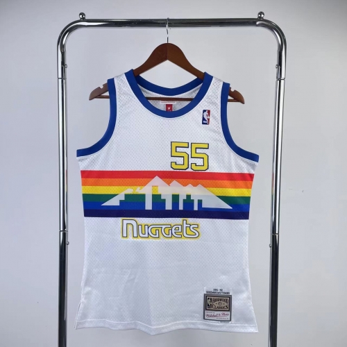 MN Fans Version Hot Press 1991-92 Retro Version Denver Nuggets White NBA #55 Jersey-311