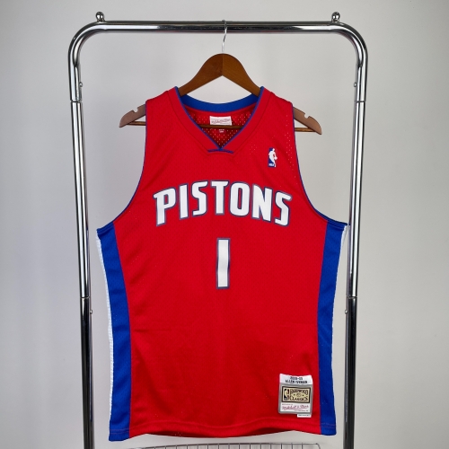 MN Fans Version Hot Press 2008-09 Retro NBA Detroit Pistons Red #1 Jersey-311