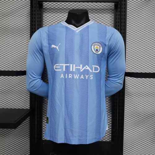 Player Version 2023/24 Manchester City Home Blue LS Thailand Soccer Jersey AAA-888/2100