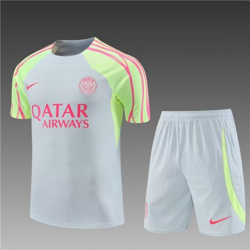 2023/24 Paris SG Fluorescent green Shorts-Sleeve Thailand Soccer Uniform-801