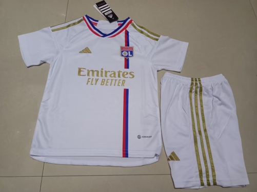 Kids 2023/24 Olympique Lyonnais Home White Kids/Youth Soccer Uniform-208/507/SKE