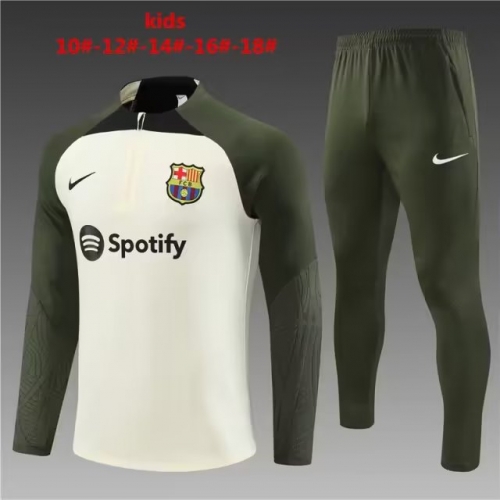 2023/24 Barcelona Light Yellow Kids/Youth Soccer Tracksuit Uniform-801/GDP