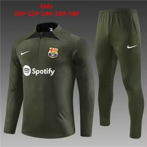 Player Version 2023/24 Barcelona Green Kids/Youth Soccer Tracksuit Uniform-801