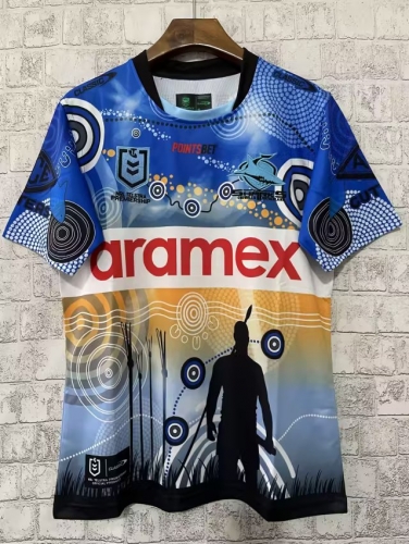 2023 Sharks Home Blue & Yellow Thailand Rugby Shirts-805