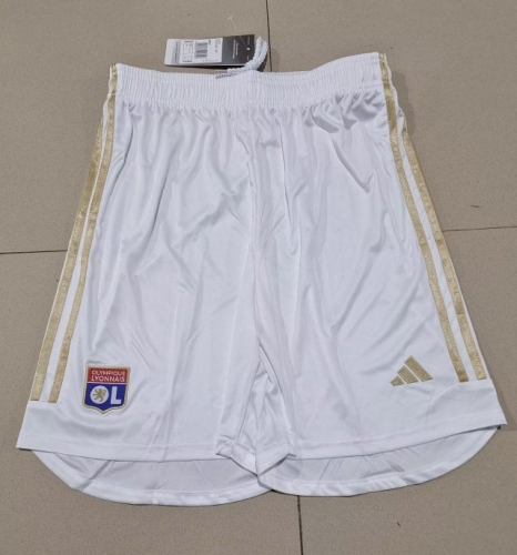 2023/24Olympique Lyonnai Home white Thailand Soccer Shorts-315