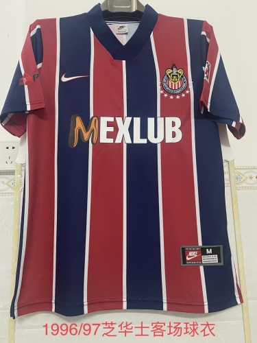 1996-97 Retro Version Deportivo Guadalajara Home Red & Black Thailand Soccer Jersey AAA-2041