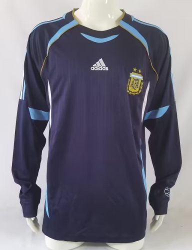 06 Retro Version Argentina Away Royal  Blue White LS Thailand Soccer Jersey AAA-503