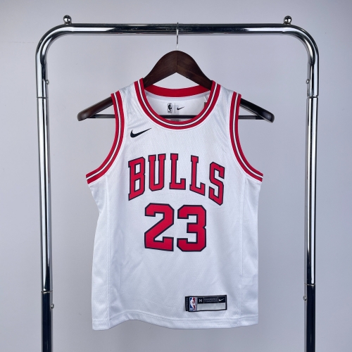 Chicago Bull White #23 Youth/Kids NBA Uniform-311