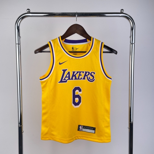 Los Angeles Lakers Yellow #6 Youth/Kids NBA Uniform-311