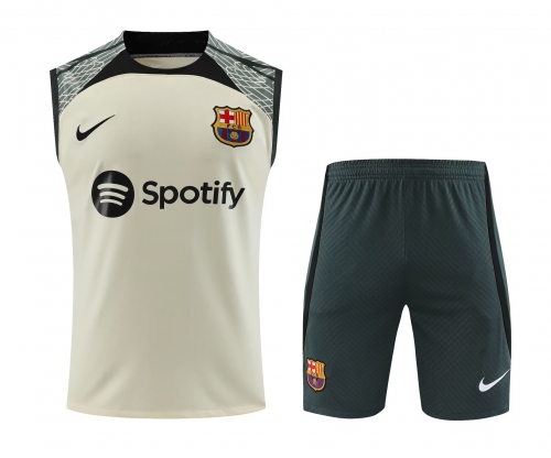 2023/24 Barcelona Light Yellow Thailand Soccer Training Vest Uniform-418