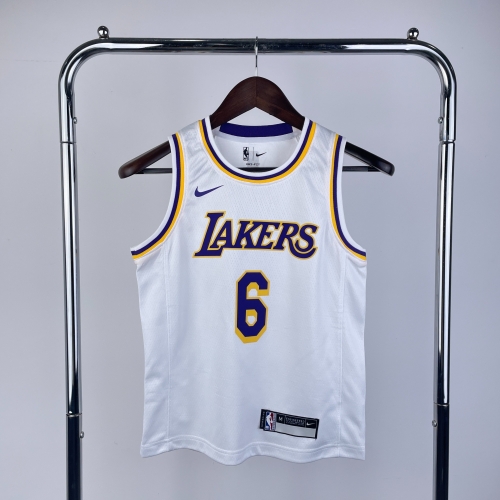 Los Angeles Lakers White #6 Youth/Kids NBA Uniform-311