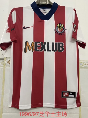 1996-97 Retro Version Deportivo Guadalajara Red & White Thailand Soccer Jersey AAA-2041